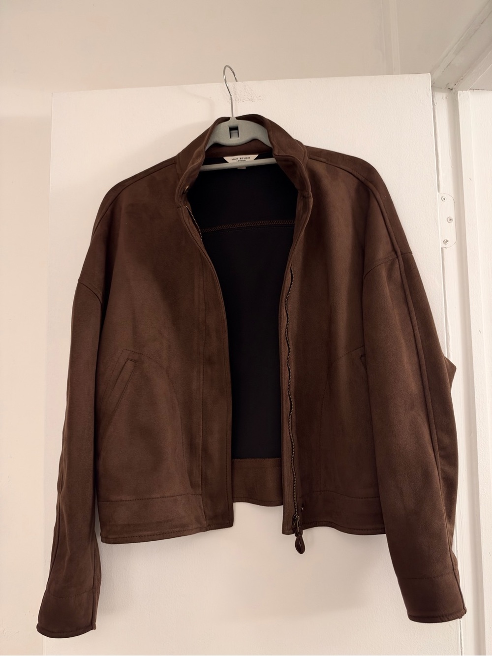 Max Studio Women’s Brown Suede Bomber Jacket - Size S